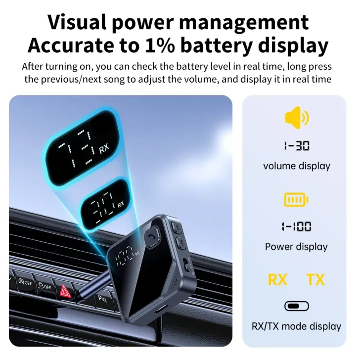Bluetooth%205.4%20Adapter%20Transmitter%20Receiver%20Wireless%20Audio%20With%20LCD%20Display%20for%20Car%20Music%20Headphone%20Speaker%20AUX%20Audio%20Adapter%20-%20Image%203
