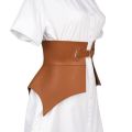 Black Brown Irregular Pu Leather Long Wide Belt Punk Style Women Fashion Autumn Winter Waistband Corset Belt.