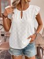 Women's elegant white crochet top. 