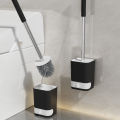 WORTHBUY Punch-Free Wall Mounted Toilet Brush With Drainable Base Long Handle Plastic Toilet Cleaning Brush Bathroom Accessories. 
