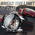 WINNER Sports Outdoor Automatic Watch for Men Luminous Hands Black Skeleton Mechanical Watches Luxury Brand  Strap Clock. 
