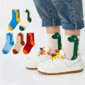 5 Pairs Kids Socks Cartoon Dinosaur Pattern Comfortable Children Socks For Boys And Girls. 