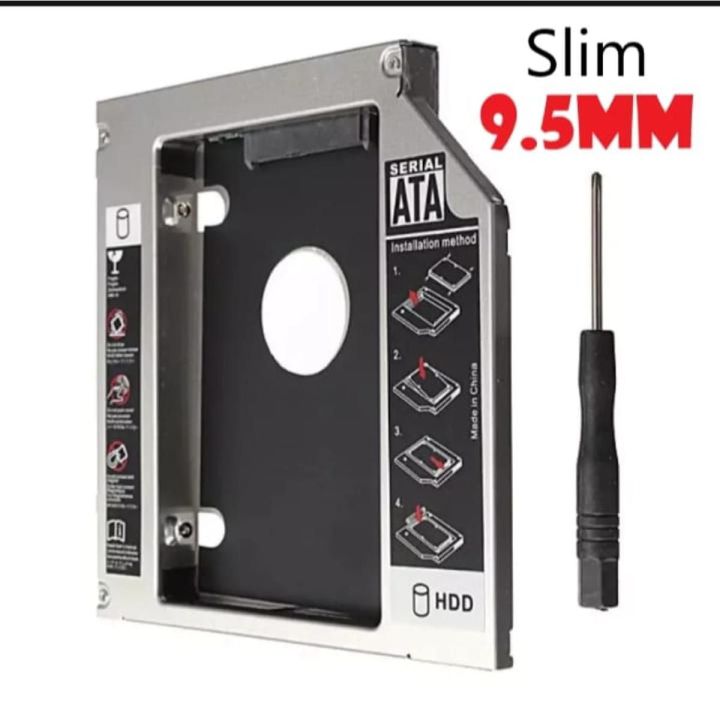 9.5mm%20SATA%20HDD%20caddy,%20which%20is%20a%20device%20used%20to%20install%20a%20second%20hard%20drive%20or%20SSD%20in%20a%20laptop's%20optical%20drive%20bay.%C2%A0%20-%20Image%204