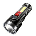 LED Flashlight + rechargeable cylindrical flashlight, 4 modes portable ABS flashlight for home outdoor travel camping fishing lamp. 