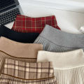 Plaid Pleated Mini Skirt Thick Wool Short Skirt High Waist Box-pleat Miniskirt for Women Teen-girl Preppy Style Outfit.