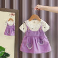 Girl Kid's Dress Summer Two Heart-Shaped Printed Casual Girls' Dress Sweet Baby Girl Clothes. 