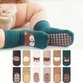 6 Pairs of Floor Socks Newborn Dispensing Non-Slip Indoor Soft Bottom Round Cartoon Mouth Boys and Girls Kidsren's Socks.