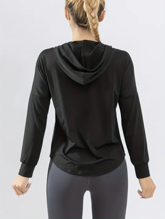 Hooded%20Sports%20Coat%20Women's%20Loose%20Running%20Smock%20Large%20Size%20Fitness%20Wear%20Quick%20Drying%20Long%20Sleeve%20Yoga%20Wear%20Top%20-%20Image%204