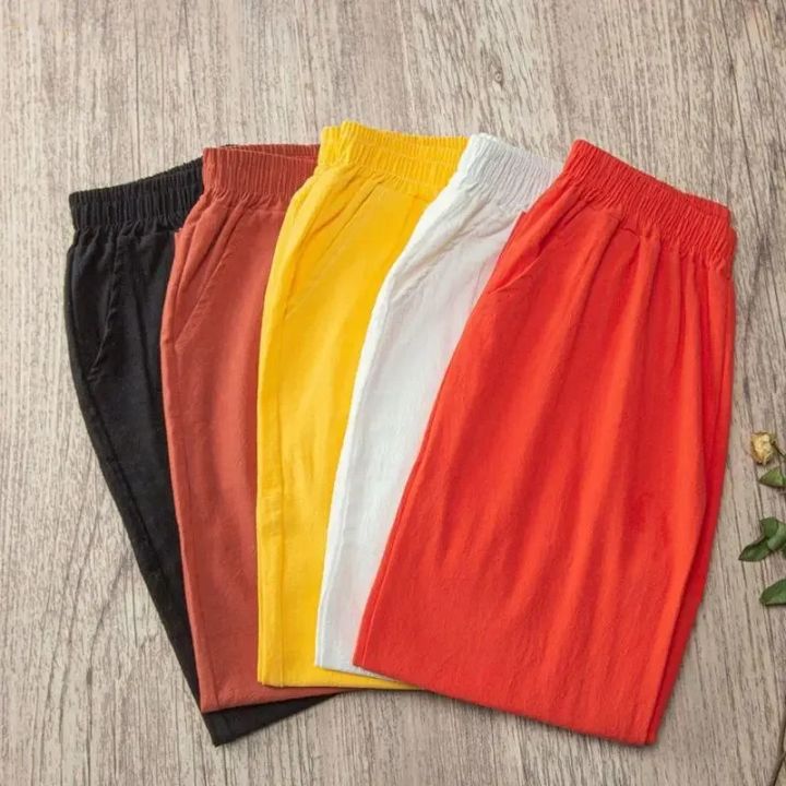 Women%20Summer%20Casual%20Loose%20Harem%20Elastic%20Waist%20Cotton%20Linen%20Pants%20Ninth%20Trousers%20-%20Image%202