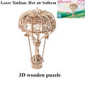 3D Hot Air Balloon Wooden Puzzle New Wooden 3D Stereoscopic Panel Insect Series Large 2-piece Handmade Model  Enlightenment. 