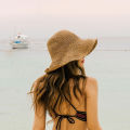 Beach Hat Female Sunscreen Cap Simple Women Panama Straw Hat Summer Sun Hat for Women Lady Folding Travel Caps 10cm Brim Floppy. 