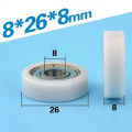 【Peace】1pcs 8*26*8mm  Covered Small Wheels, 608ZZ Bearings, Flat Rollers, POM  Covered Plastic Pulley Bearings. 