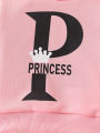 2-piece set of baby girl baby casual sports English letter printed hooded long sleeved hoodie hoodie and pants autumn and winter. 