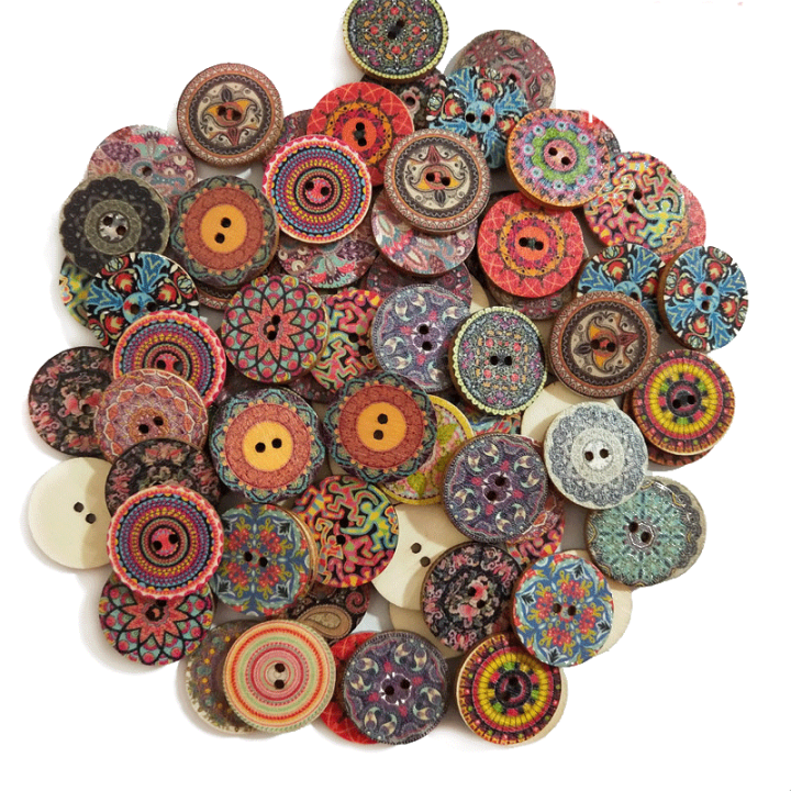 15-25mm 50pcs Retro Wooden Buttons 2 Holes for Handwork Sewing Scrapbook Clothing Button DIY Crafts Accessories Card Decor