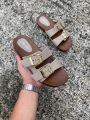 Women’s Adjustable Ankle Strap Slip-On Sandals – Comfortable Open-Toe Casual Summer Footwear. 