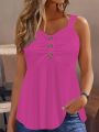 Plus Size Women's Sleeveless Buttoned Tunic Top Casual Summer Blouse.