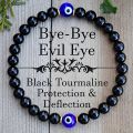Evil Eye Black Tourmaline Empathy Protection Aura Shield Absorb Negative Energy Bracelet Crystal Healing Stress Relief Bracelet.