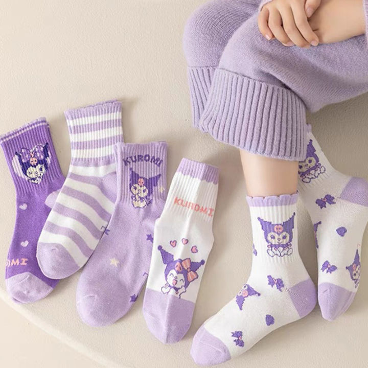 5%20Pairs%20Kuromi%20Kids%20Socks%20Autumn%20Winter%20Cute%20Cartoon%20Crew%20Socks%20for%20Girls%20Kawaii%20Socks%20-%20Image%203