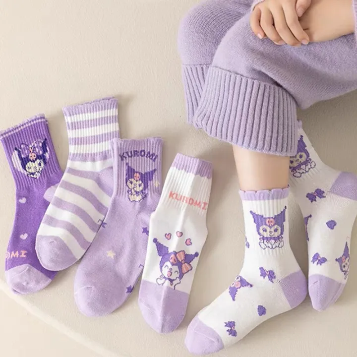 5%20Pairs%20Kuromi%20Kids%20Socks%20Autumn%20Winter%20Cute%20Cartoon%20Crew%20Socks%20for%20Girls%20Kawaii%20Socks%20-%20Image%203