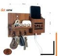 Wooden Wall-Mounted Key Holder and Mobile Stand, Natural Wood Finish, Stylish and Functional. 