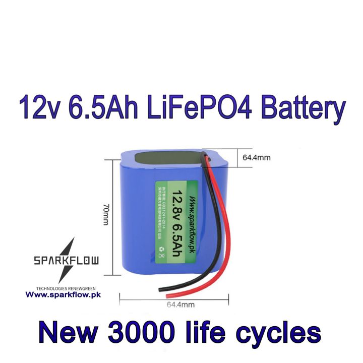 12v lithium battery 12v lifepo4 battery 12.8v 6.5Ah 4s1p 32700 cells in pakistan sparkflow batteries