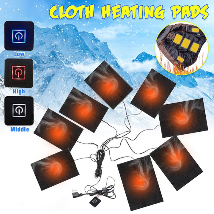 3 Levels Jacket Heater Pads Waterproof USB Heating Pads for DIY Heated Clothing for Outdoor Winter Camping Hiking Ski Cycling