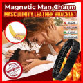 Creative Titanium Steel Bangle No Magnetic Man Charm Masculinity Leather Bracelet Stainless Steel Magnetic Buckle Punk Bracelet. 