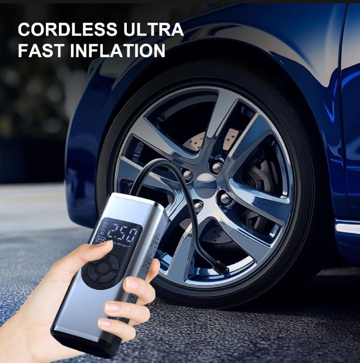 Tire Inflator Pump, Rechargeable Car Air Pump, Smart Digital Tire Pressure Detection Air Compressor Pump for Car, Bike, Motorcycle