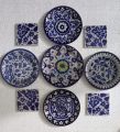 wall hanging plates blue pottery. 