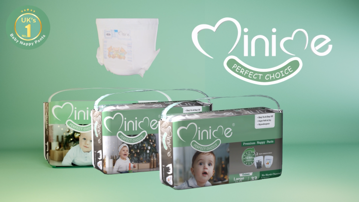 Minime Nappy pants- XXL - 26 pants, 12-20 kg baby weight, Premium Baby Diapers, Hypoallergenic, Fragrance Free