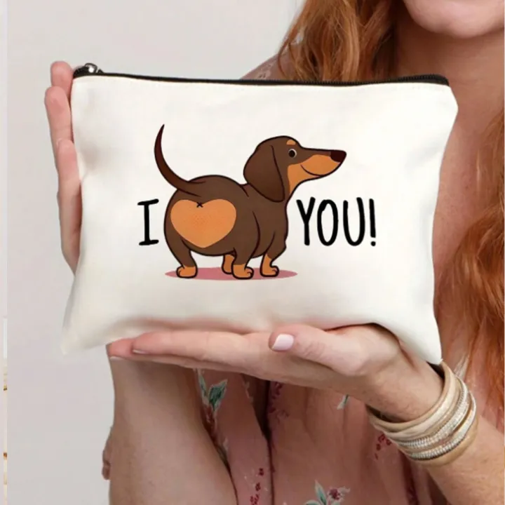 Funny%20Dachshund%20Butt%20Makeup%20Bag%20-%20Cute%20Brown%20Puppy%20with%20'I%20YOU!'%20Heart,%20Mini%20Zip-Free%20Purse%20for%20Women,%20S,%20Teachers%20-%20Image%202