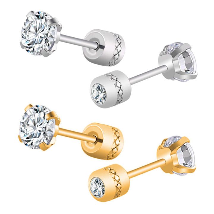 Normal Rings Daraz 1Pair Stainless Steel Crystals Stud Earrings For Men Women Not Fade Ear ...