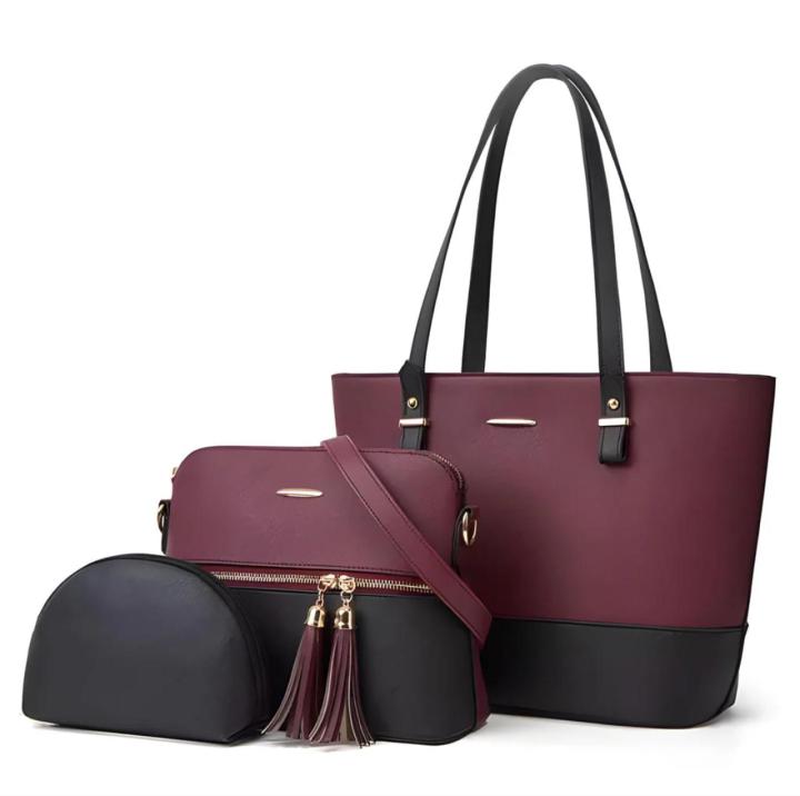 3 piece hand bags as show in pictures ( large bag + medium bag and wallet)