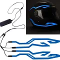 4-in-1 LED Cold Light Motorcycle Bike Helmet Strip EL Sticker Waterproof Warning Lights Motorcycle Night Riding Accessories. 