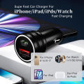 For car charger for iPhone 17 16 15 iPad AirPods Watch 2port USB C Cigarette Lighter adapter for S25 tablet.