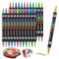 24/48/72 Colors Acrylic Paint Markers,Dual Tip Pens With Dot Tip and Brush Tip for Rock Painting,Wood,Ceramic,Fabric,Canvas,DIY. 