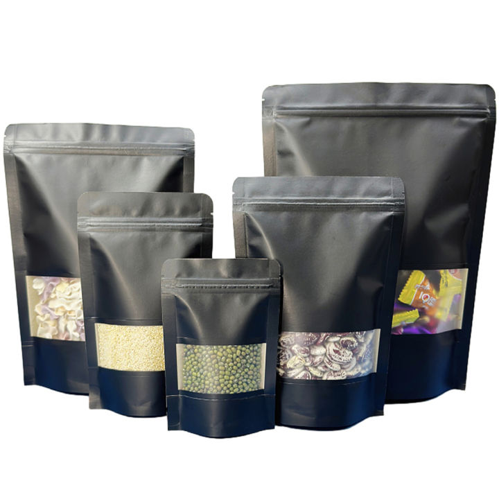 Pack of 25 pcs black standup pouch,  ziplock standup pouch bags black color for Food, Coffee, Tea, Dried Fruit, Powder, Nuts, Snack,  Seed,etc