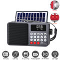 Solar Portable FM Radio Rechargeable Bluetooth Speaker USB TF Card MP3 Music Player with Recording LED Light Radio FM Receiver. 