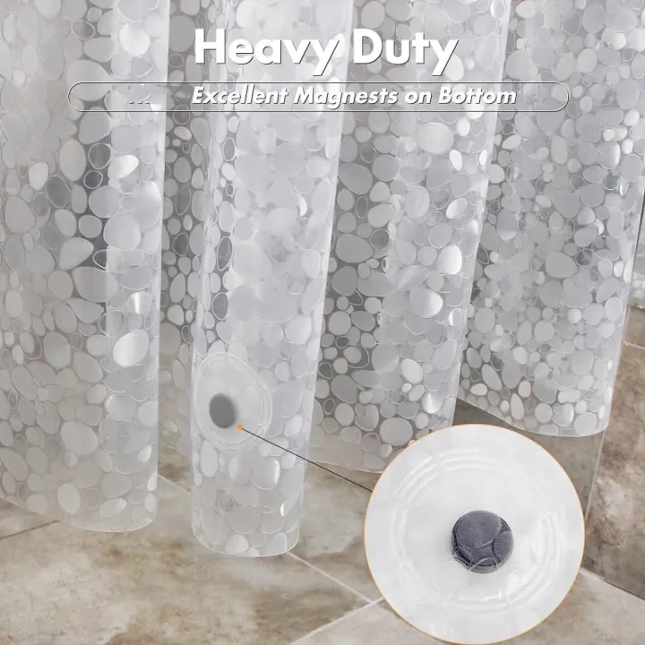 1pc%20Waterproof%20Clear%20Shower%20Curtain%20Pebble%20Pattern%20PEVA%20Bath%20Curtain%20Liner%20with%20Bottom%20Magnets%20Plastic%20Bath%20Curtain%20for%20Bathtub%20-%20Image%205