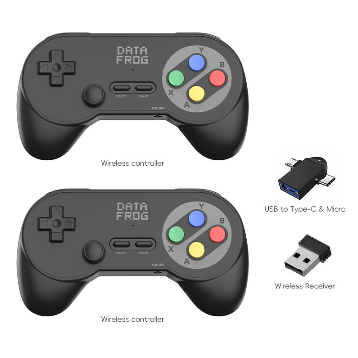 Data Frog PC07 Retro Wireless Gamepad with Dual Receiver, Classic ...