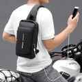 Multipurpose Patent Leather Chest Bag Biker Bag - Waterproof Men's Travel Bags to Keep Your Belongings Safe - Chest Bags with Charging. 