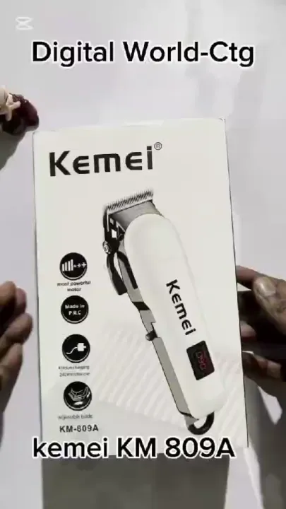 Kemei KM-809A Digital Electric Rechargeable Professional Hair Clipper Trimmer