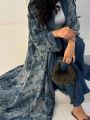 Middle Eastern Women cardigan Loose Tie Dye Abayas Casual Kaftan Arabian Maxi Dress Full Sleeve Open Front Jilbabs Without Hajib.