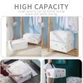 Peva Material Washable Waterproof Foldable Transparent Under-Bed Quilt Clothes/ Blanket Storage Printed Square Bag 60x40x25CM. 