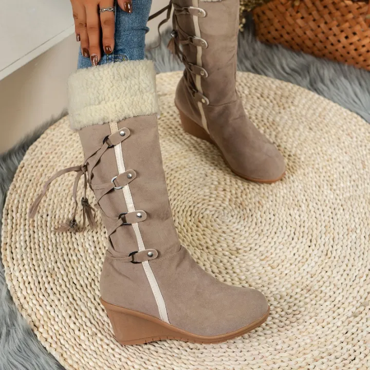 New%20Wedge%20Heel%20Increased%20Warm%20and%20Comfortable%20Casual%20Women's%20Shoes%20Winter%20Cross%20Strap%20Fashion%20Boots%20Botas%20Mujer%20Chaussure%20Femme%20-%20Image%206