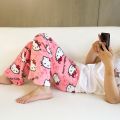 KT Cat Kitty Pajamas Black Anime Flannel Women Warm Woolen Whitecartoon Casual Home Pants Autumn Fashion Trousers Gifts. 