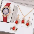 5pcs Set Watches For Women Leather Band Ladies Watch Simple Casual Women's Analog WristWatch Bracelet Gift Montre Femme(No box). 