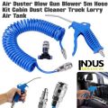 Car Air Duster Spray Gun with 5m Coiled Hose Truck Dust Blower Clean Nozzle Blow Spray Tool Kit Spray Gun Cleaning(blue). 