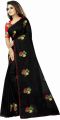 Embroidered Chanderi Cotton Saree (Black) with Blouse material. 