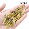 10PCS Soft Simulation Shrimp Prawn Lure Hook Crankbaits Fishing Tackle Fishing Lures Artificial Bait Wobblers for Trolling. 